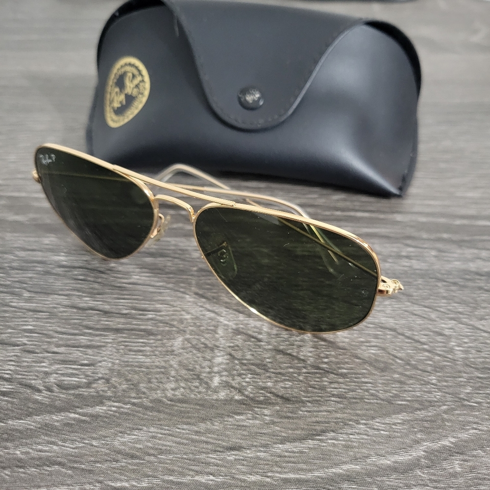 Ray-Ban RB3025 Rose Gold Men's Aviator Large Sunglasses with Case Good Condition